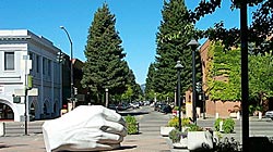 Cupped Hand Statue, Santa Rosa Plaza, Sonoma County